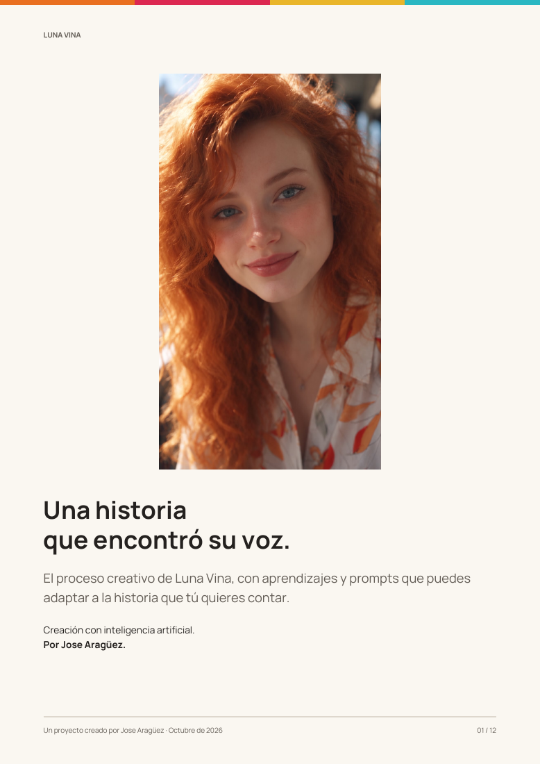 Portada de la guía Una historia que encontró su voz, de Jose Aragüez, con el retrato de Luna Vina